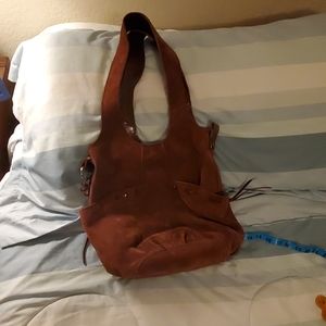 Suede! LUCKY BRAND burgundy hobo EUC
